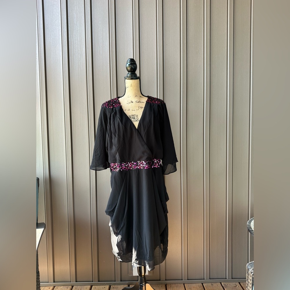 NEW City Chic Black Dress with Pink Accents